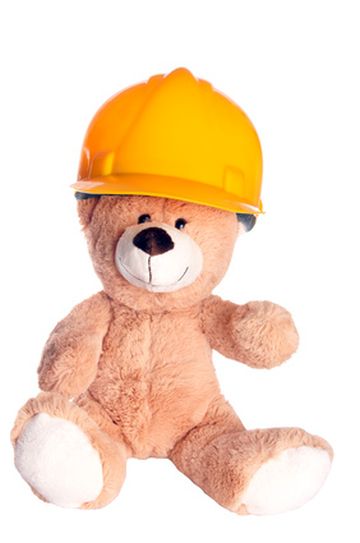 Bild eines Teddys mit Helm 